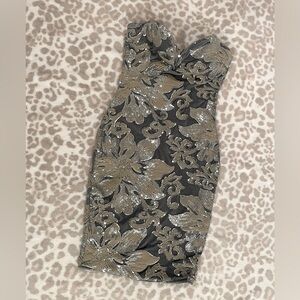 Strapless Floral Sequined Dress